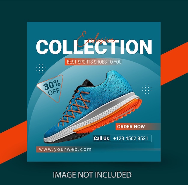 Creative sports sneakers sale template vector with marketing. Sports fashion shoe brand social media