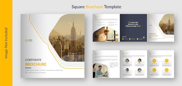 Creative square business brochure template with modern shapes design Premium Vector