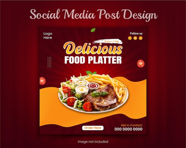 creative Square size food social media post vector design for marketing on social media