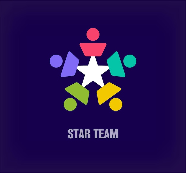 Логотип креативной звездной команды Уникальные цветовые переходы Лидерство и вектор шаблона корпоративного логотипа