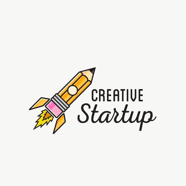 Creative startup rocket abstract   logo template or label, badge. isolated illustration.