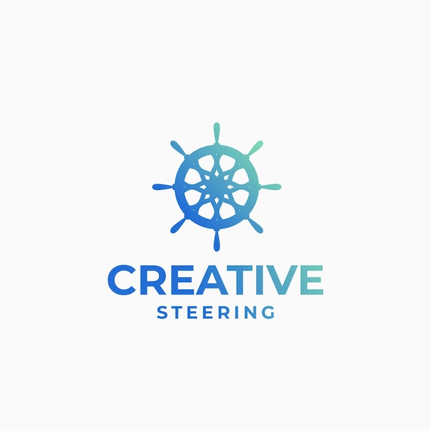 Creative steering logo wheel logo marine design boat logo yacht design direction logo concept