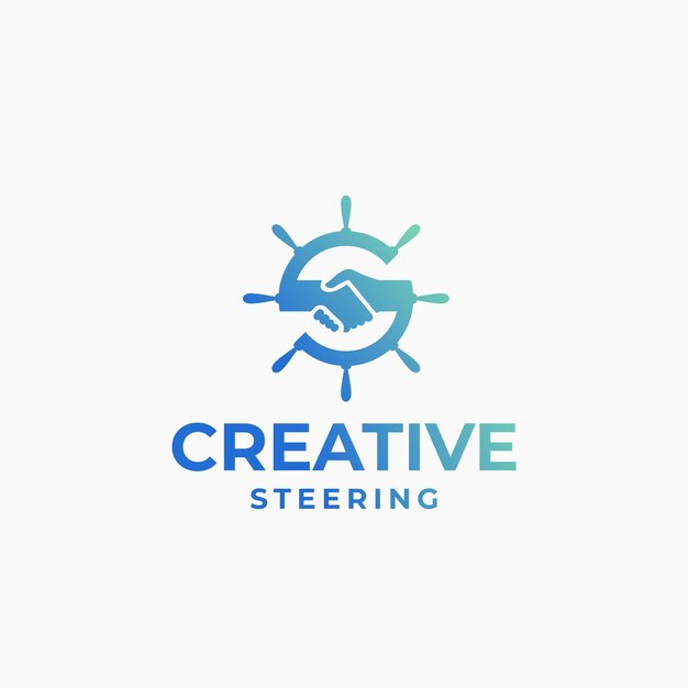 Creative steering logo wheel logo marine design boat logo yacht design direction logo concept