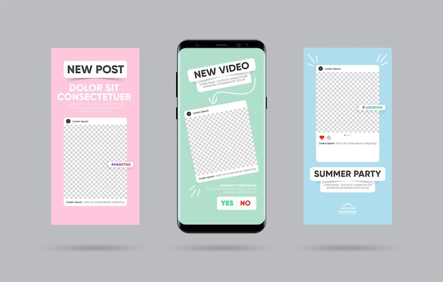 Creative stories set. template for social media. story template theme.