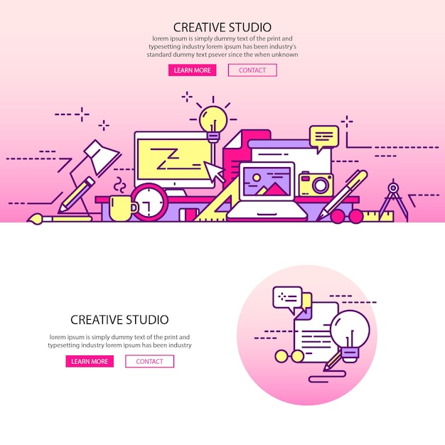 Vector creative studio flat illustration vector landing page