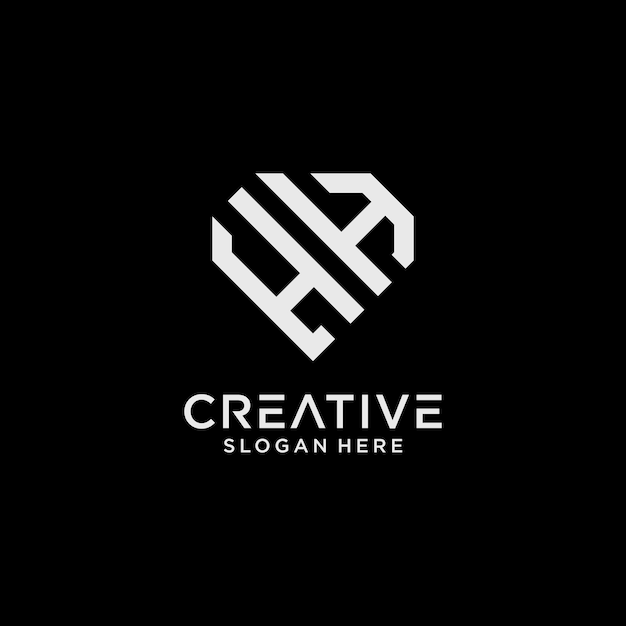 Шаблон дизайна логотипа буквы hh в креативном стиле со значком ромбовидной формы
