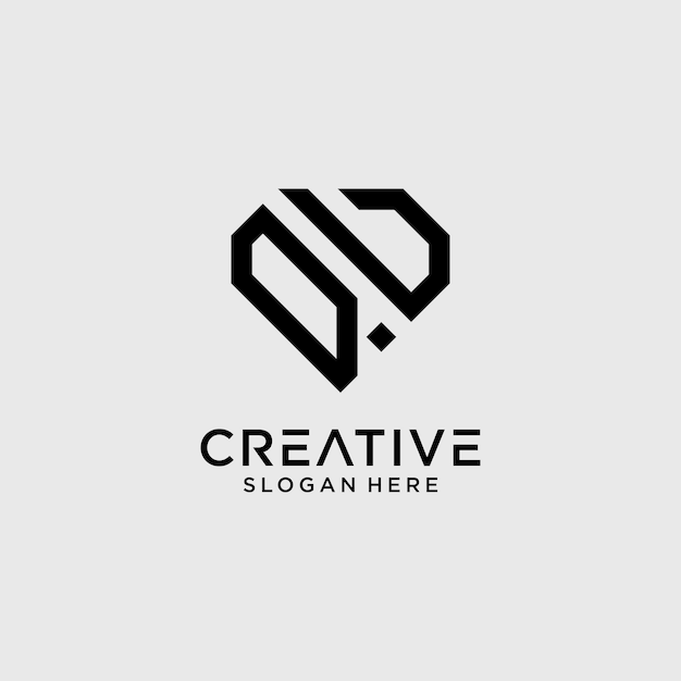 Creative style qu letter logo design template with diamond shape icon