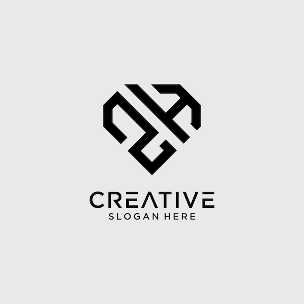 Creative style zh letter logo design template with diamond shape icon