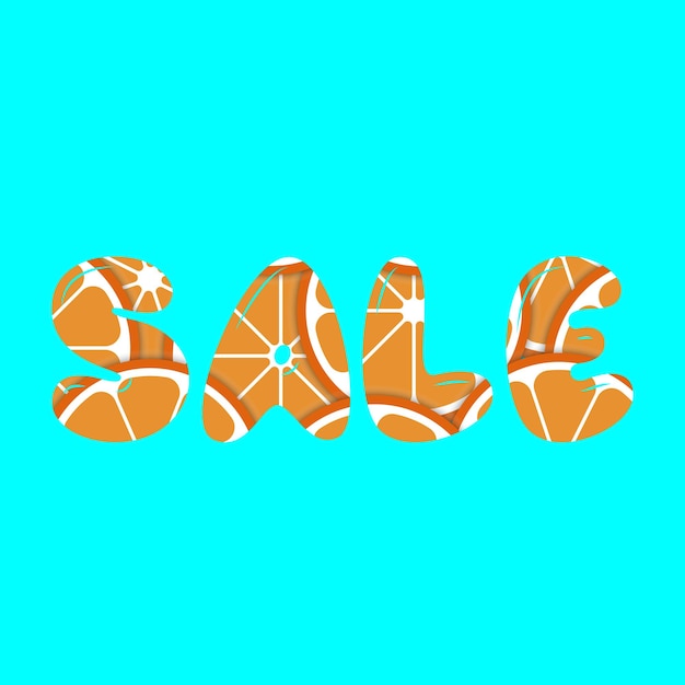 오렌지의 큰 글자가 있는 크리에이 티브 여름 판매 배너 템플릿 프로모션을 위한 밝고 화려한 디자인