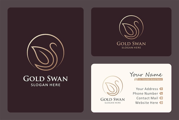 Creative swan logo design with business card template.