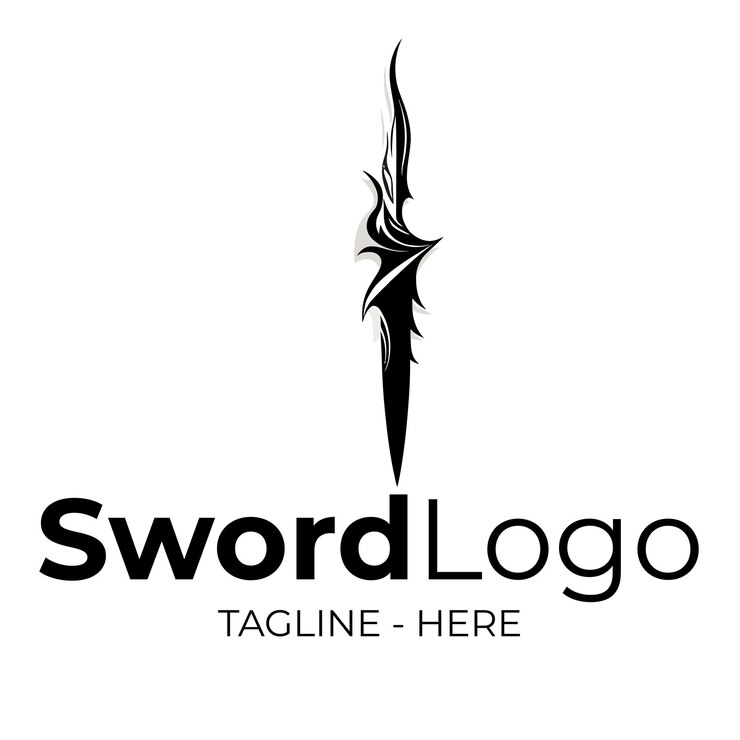 Vector creative sword logo in black