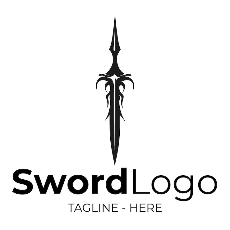 Vector creative sword logo in black