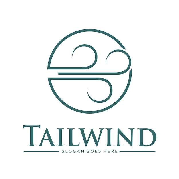 Creative tailwind concept logo design on white background