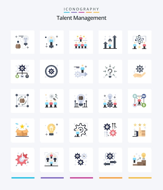 Creative Talent Management 25 Flat icon pack Zoals pijl man man heldere ster