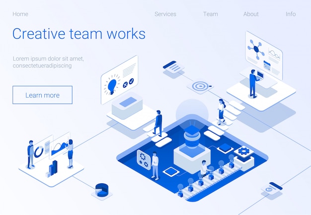 ベクトル フラットランディングページをレタリングクリエイティブチームワークス