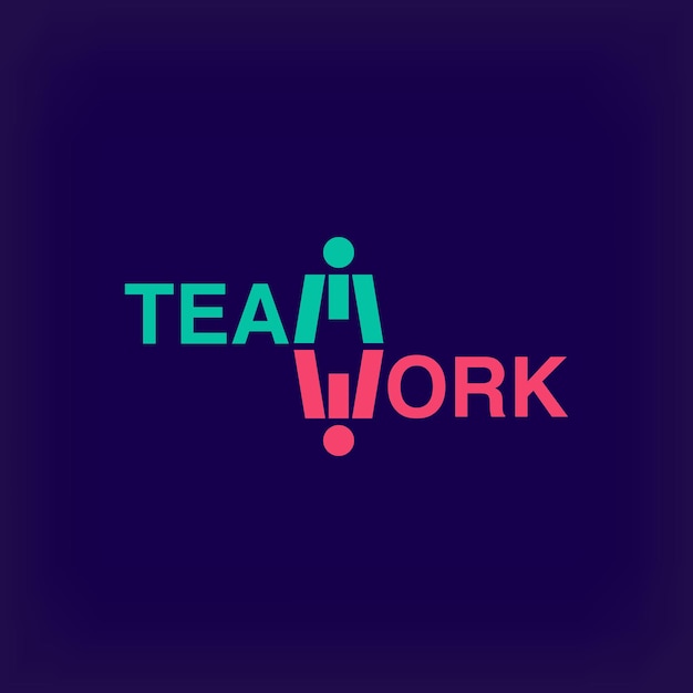 Вектор Творческий логотип командной работы, уникально разработанные цветовые переходы, логотип компании и рабочего места