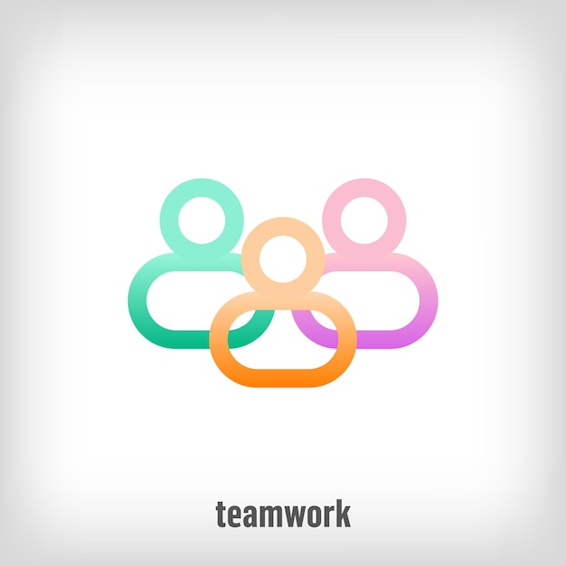 Vector creative teamwork line logo uniquely designed color transitions teamwork and partnership vector