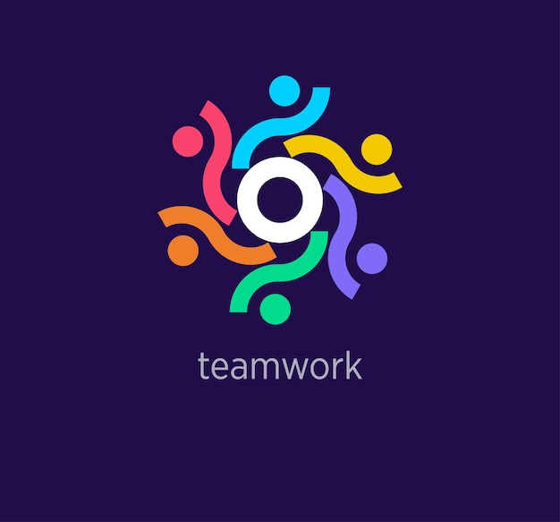 Creative teamwork logo design Modern design color Cyclic human logo template vector