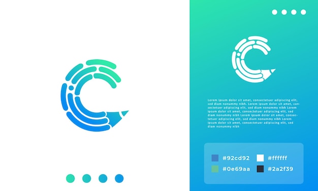 クリエイティブテック鉛筆文字cロゴデザインテンプレート要素