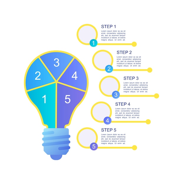 Шаблон дизайна инфографической диаграммы креативных методов. Абстрактная информационная диаграмма с копировальным пространством. Учебная графика с последовательностью 5 шагов. Визуальное представление данных. Montserrat Medium, используются обычные шрифты