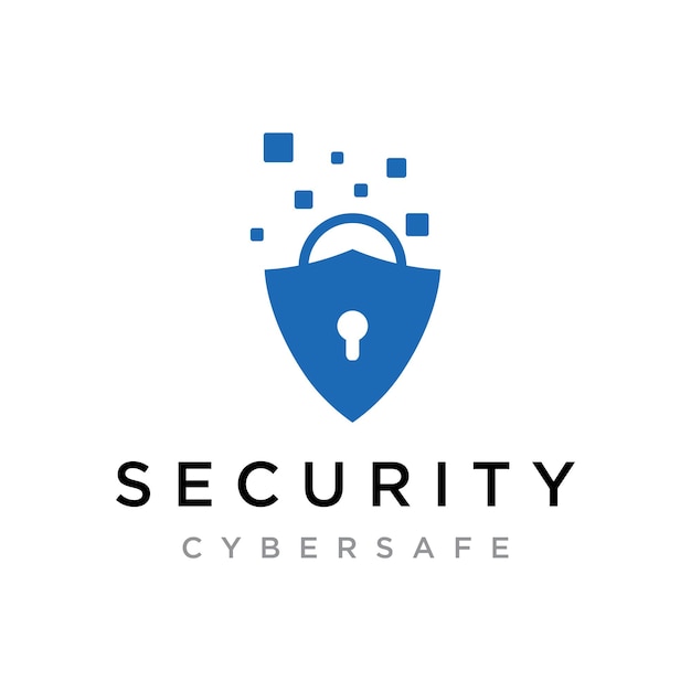 Creative technology digital cyber security logo template design with modern shield and key protection concept Logo for business digital and technology