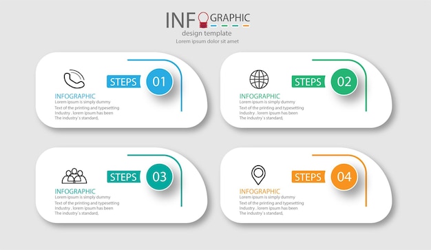 Creative template infographic design with 4 steps lines