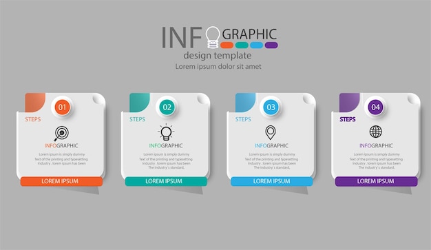 Creative template infographic design with 4 steps lines