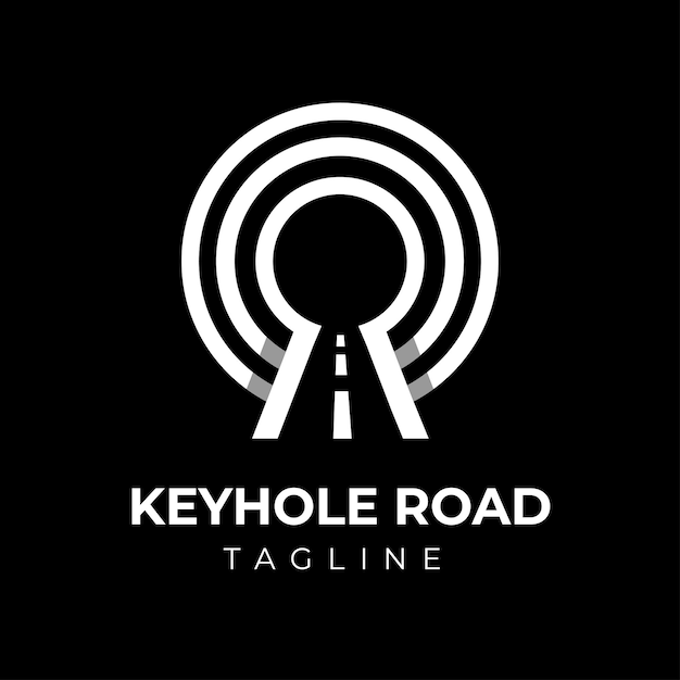 Creative template logo keyhole with road icon