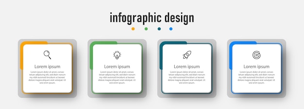 Creative template timeline infographic design element template with 4 step Premium Vector