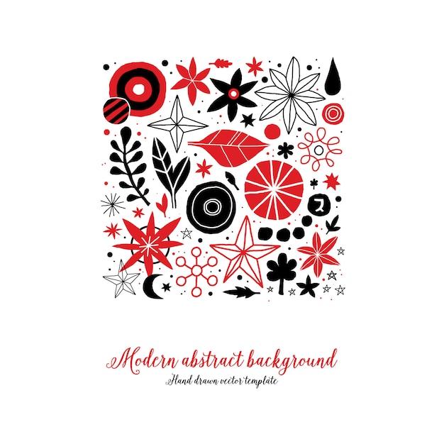 Creative template with flowers and abstract elements