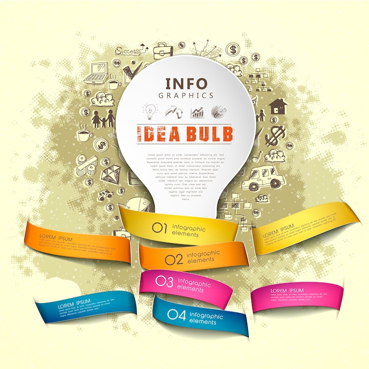 वेक्टर creative template with a paper idea bulb and ribbons