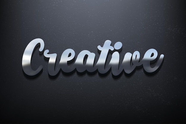 Creative text 3d logo design, shiny mockup logo con parete ruvida. vettore realistico