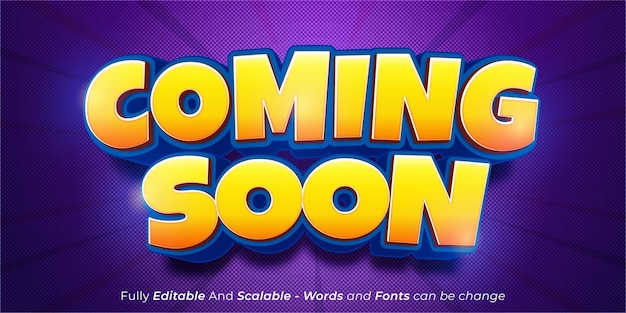 Creative text effect coming soon editable 3d style text tittle