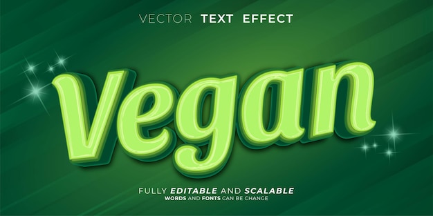 Creative text vegan Editable 3d style text tittle