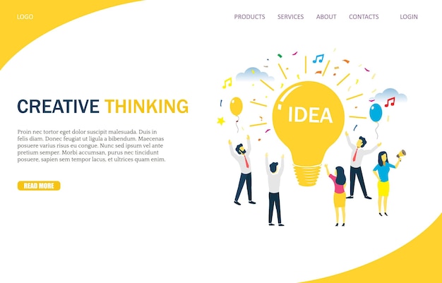 Vector creative thinking vector website landing page design template