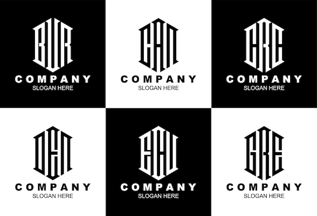 Creative three letter hexagon monogram logo template