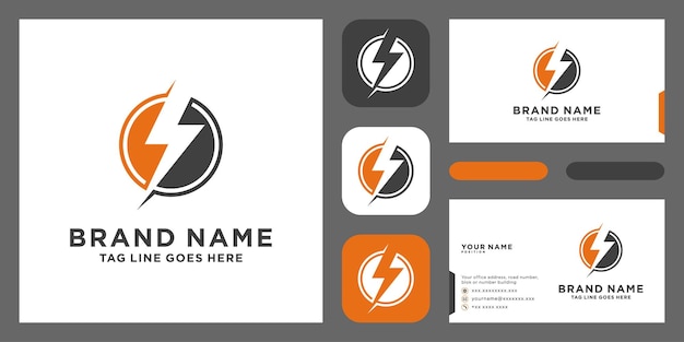 Creative Thunder Concept Logo Design met sjabloon voor visitekaartjes