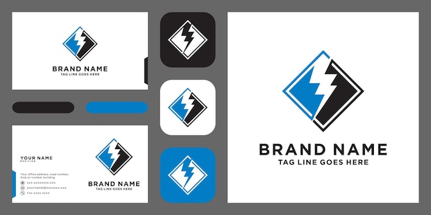 Creative Thunder Concept Logo Design met sjabloon voor visitekaartjes