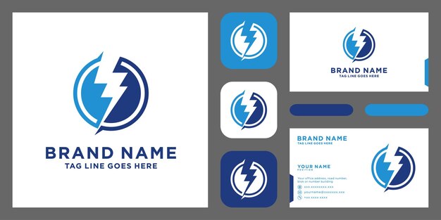 Creative Thunder Concept Logo Design with business card Template