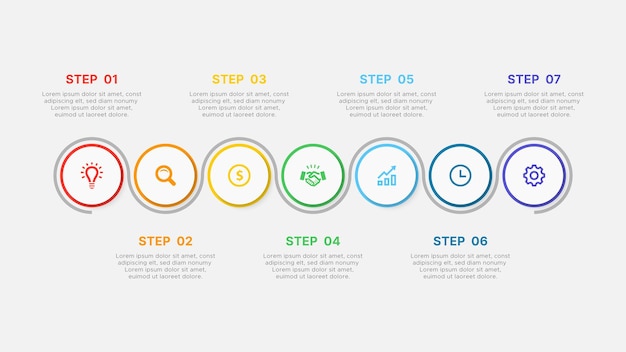 Creative Timeline Process Workflow Business Infographic Design Template with 7 Options