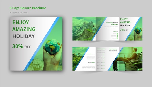 Creative tourism square trifold brochure template design premium