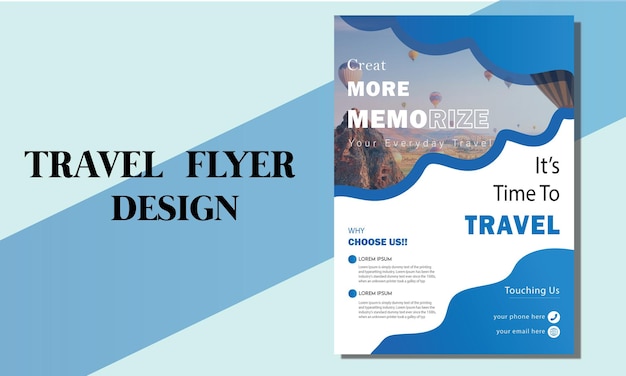 Vector creative travel business flyer or poster design template