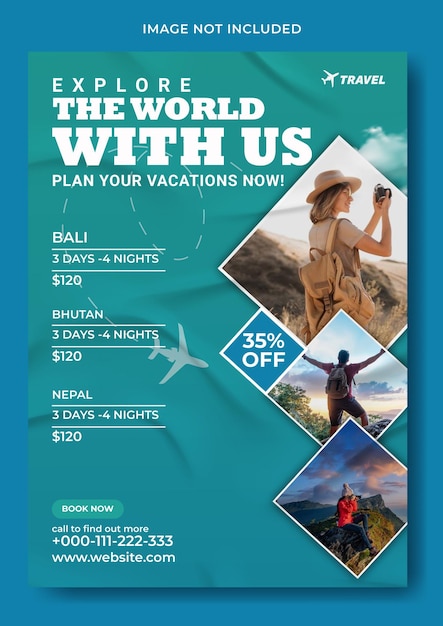 Vector creative travel flyer template design