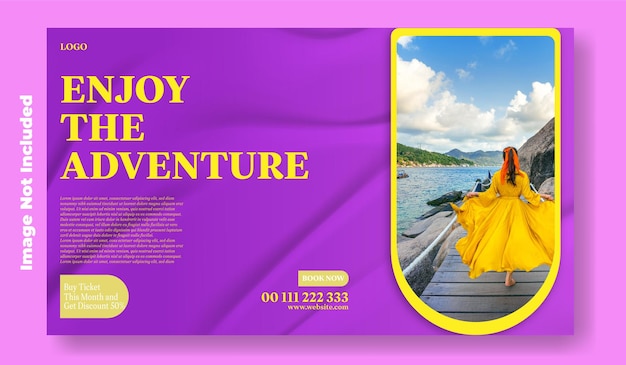 Creative travel tour ads promotional web banner template design