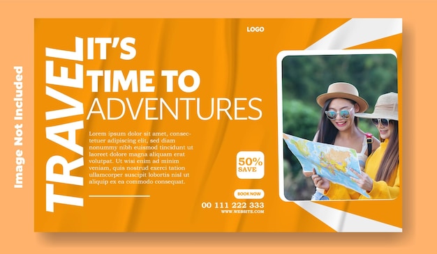 creative travel tour ads promotional web banner template design