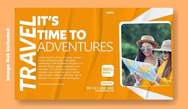 Vector creative travel tour ads promotional web banner template design