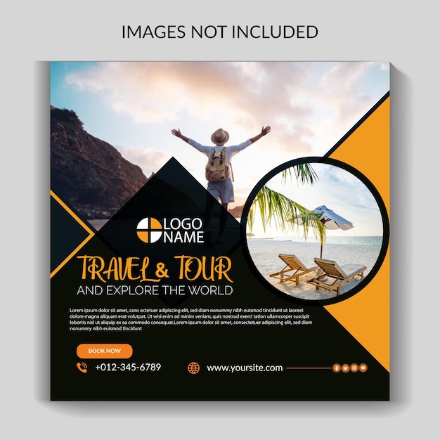 creative travel tour social media instagram post banner template