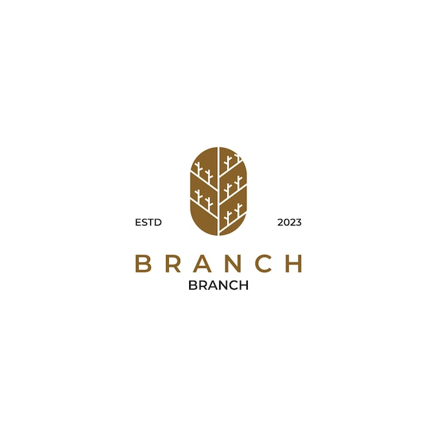 Creative tree branch line logo design vector illustration idea