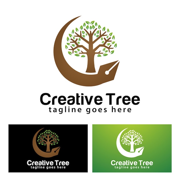 Modello di progettazione del logo dell'albero creativo