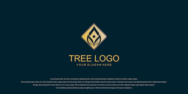 Creative tree logo design with unique concept premium vector